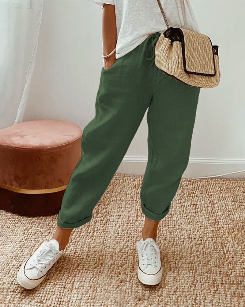Women’s Relaxed Fit Pants | Drawstring Waist Trousers