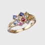 Colored crystal gold ring