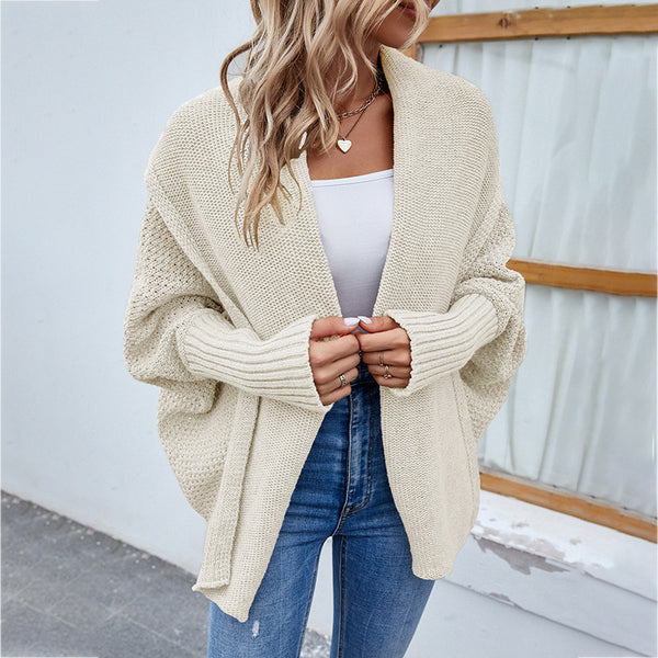 Women’s Open Front Chunky Knit Cardigan – Oversized Long Sleeve