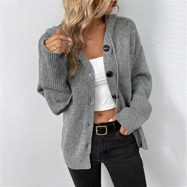 Women’s Relaxed Fit Hooded Cardigan | Button Front Style