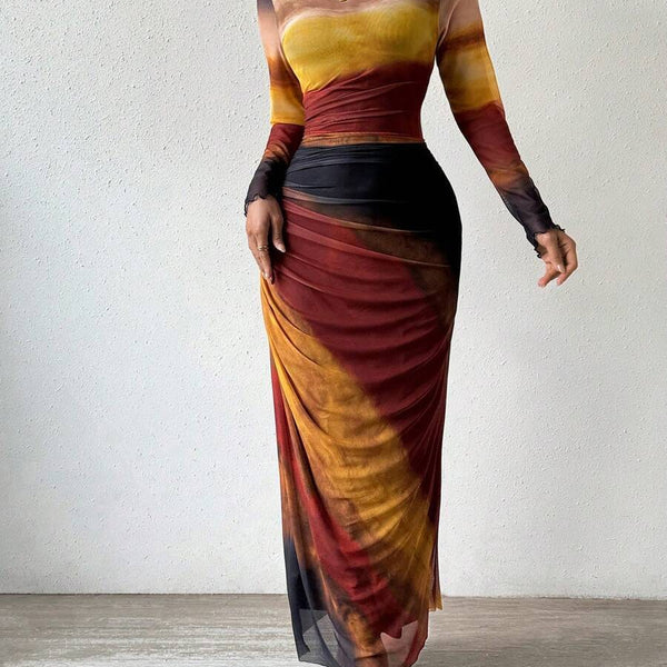 Women’s Bodycon Ombre Evening Gown Maxi Dress