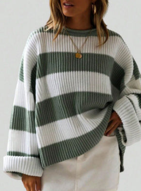 Women’s Oversized Striped Pullover Sweater | Casual Knit
