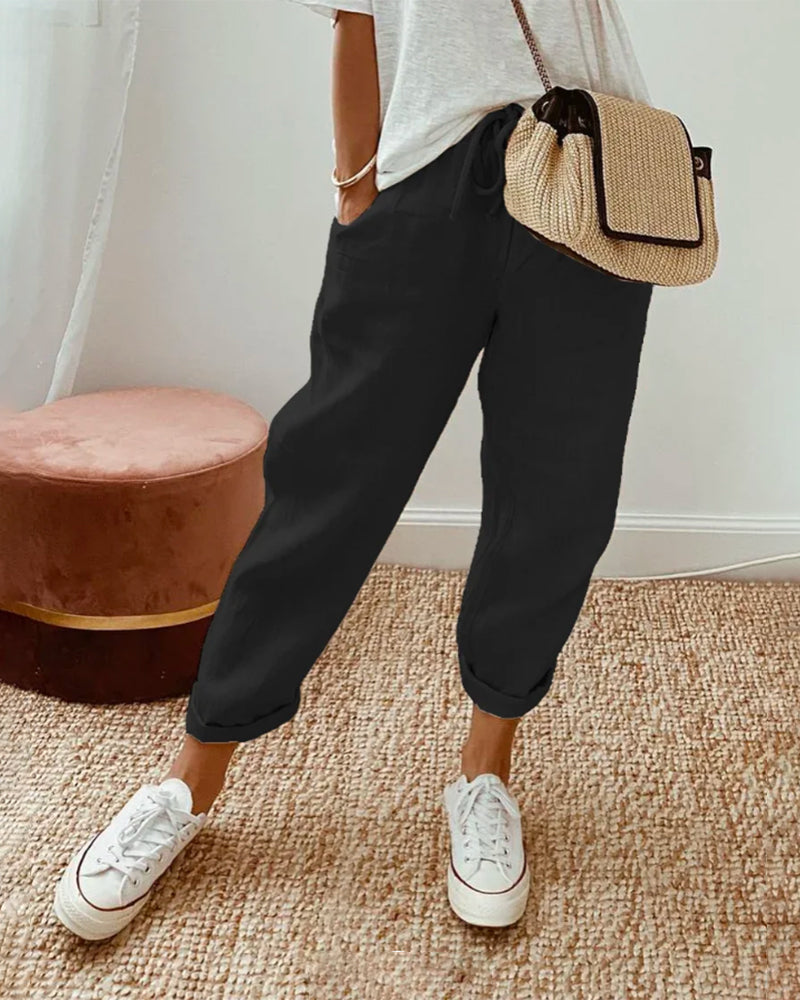 Women’s Relaxed Fit Pants | Drawstring Waist Trousers