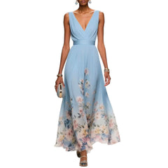 Lara - Sexy Vest Chiffon Printed Dress