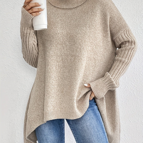 Women’s Oversized Turtleneck Sweater – Long Sleeve High Neck Pullover