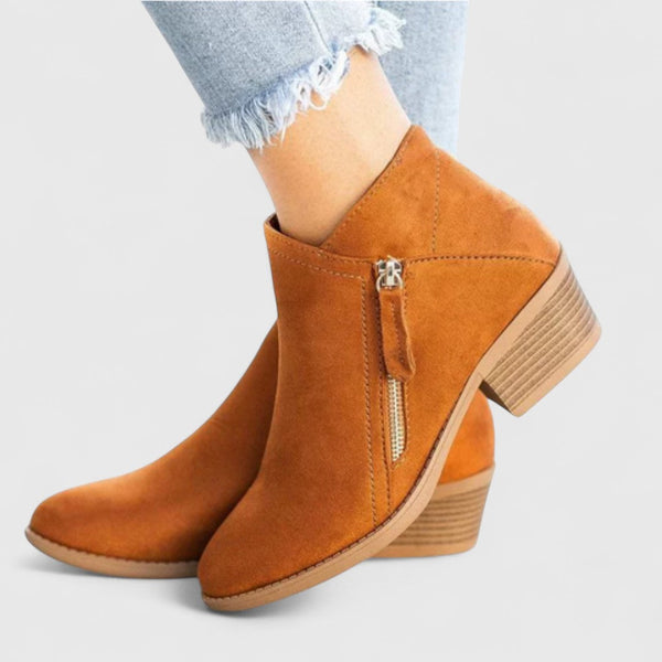 Women’s Casual Ankle Boots – Side Zip Low Block Heel