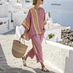 Orla - Summer Striped Suits Loose Two Piece Set