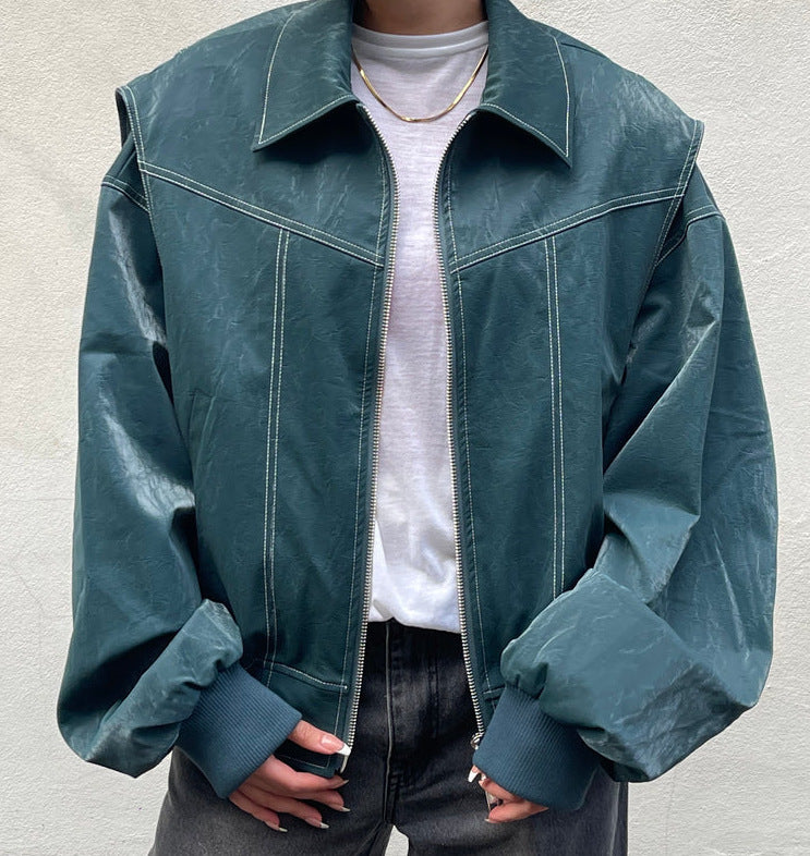 Women’s Oversized Retro Jacket – Casual Streetwear Zip Coat