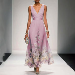Lara - Sexy Vest Chiffon Printed Dress