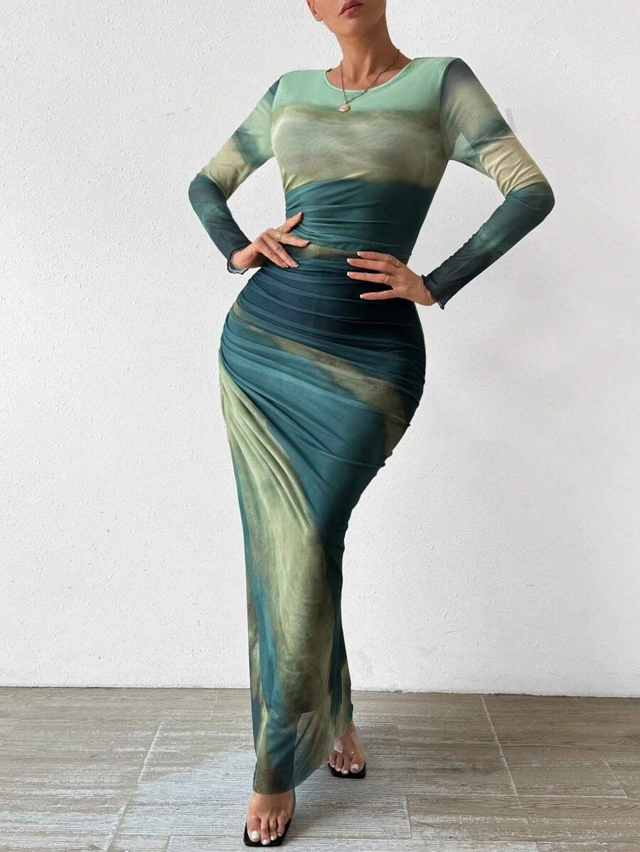 Women’s Bodycon Ombre Evening Gown Maxi Dress