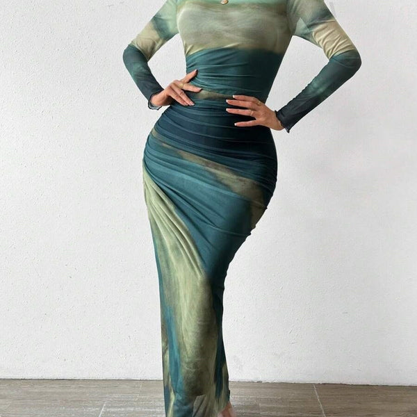 Women’s Bodycon Ombre Evening Gown Maxi Dress