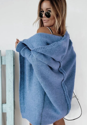 Women’s Long Hooded Cardigan | Open Front Knit Sweater