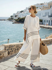 Orla - Summer Striped Suits Loose Two Piece Set