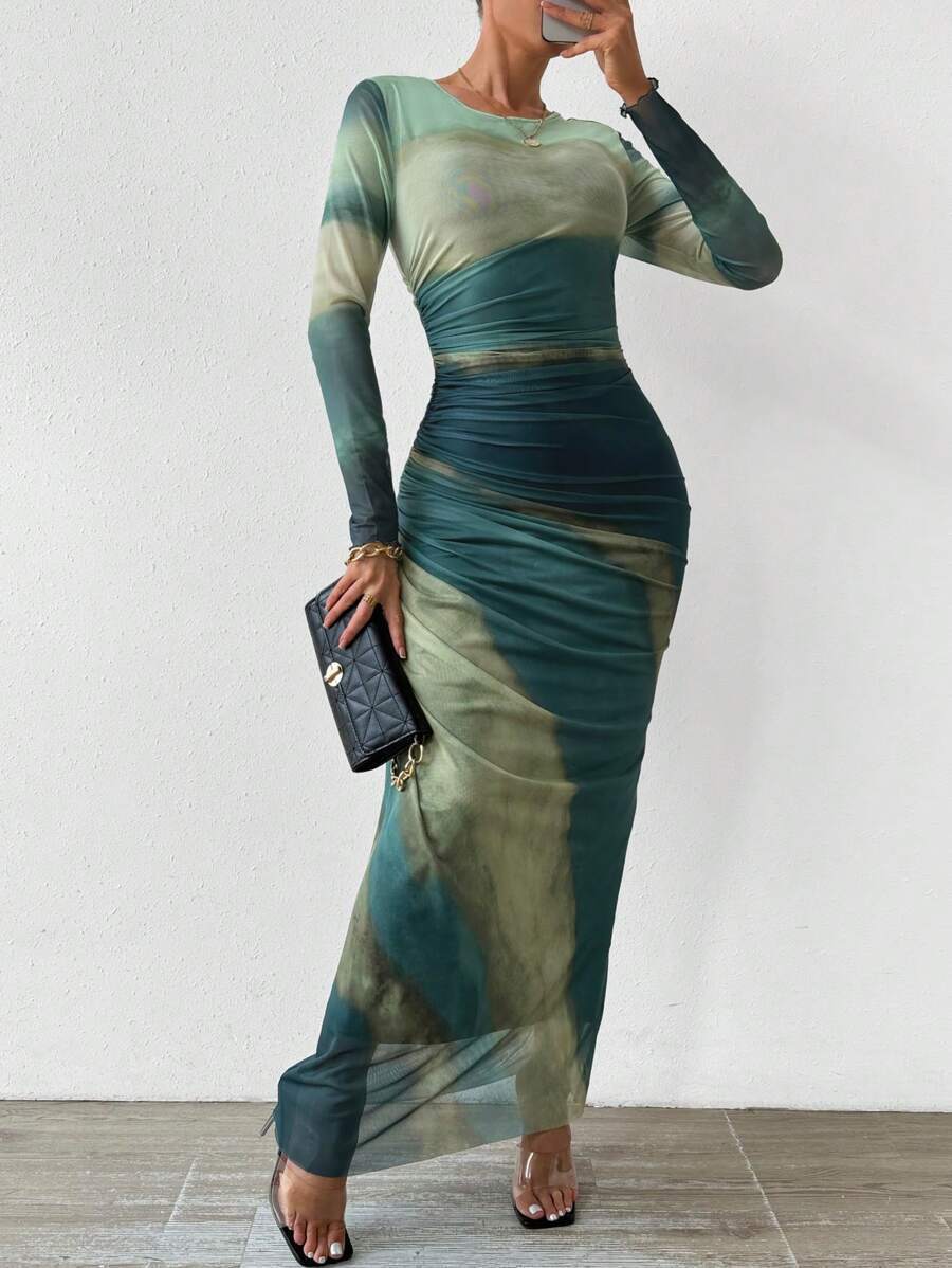 Women’s Bodycon Ombre Evening Gown Maxi Dress