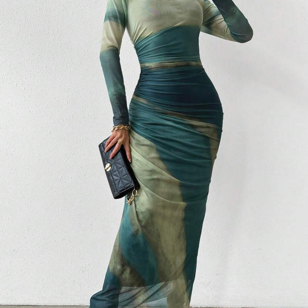 Women’s Bodycon Ombre Evening Gown Maxi Dress