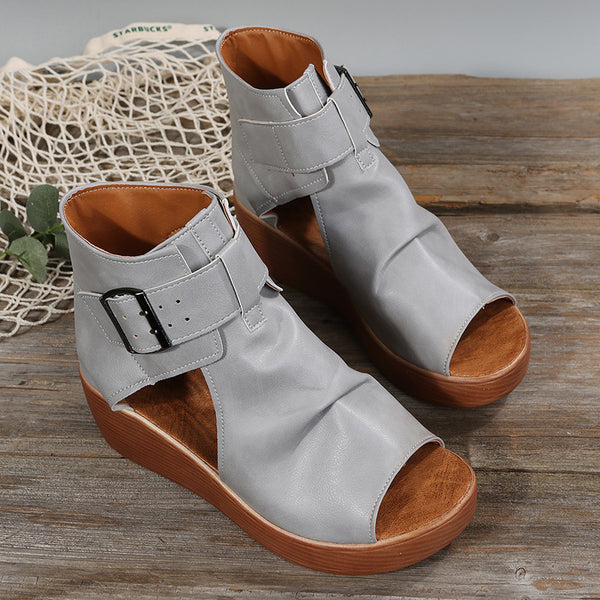 Women’s Open Toe Wedge Sandals | Buckle Strap Platform Shoes
