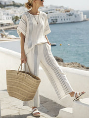 Orla - Summer Striped Suits Loose Two Piece Set