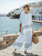 Orla - Summer Striped Suits Loose Two Piece Set