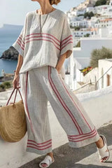 Orla - Summer Striped Suits Loose Two Piece Set