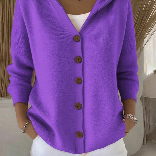 Women’s Hooded Button Cardigan | Casual Long Sleeve Knit Top