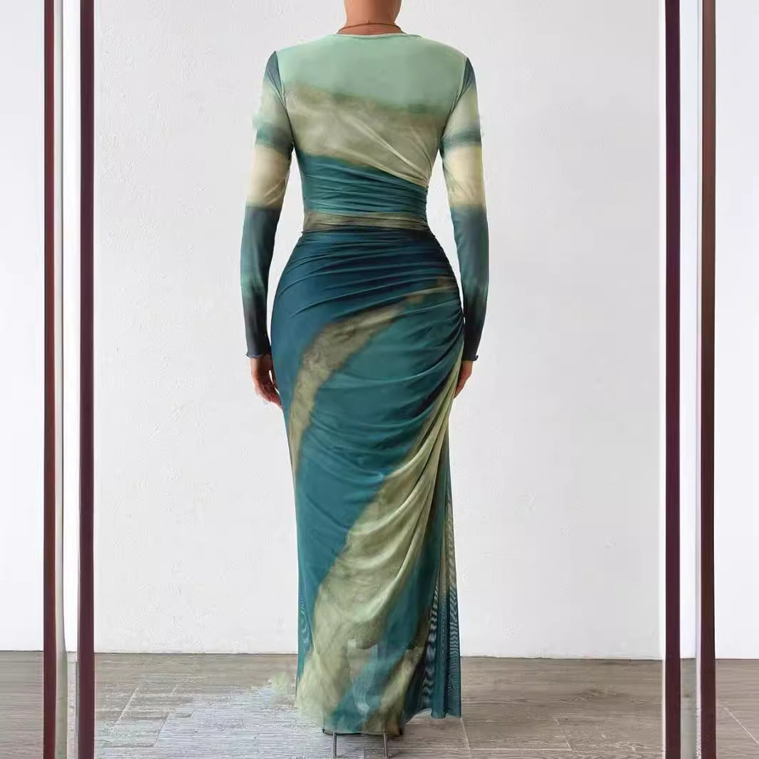 Women’s Bodycon Ombre Evening Gown Maxi Dress