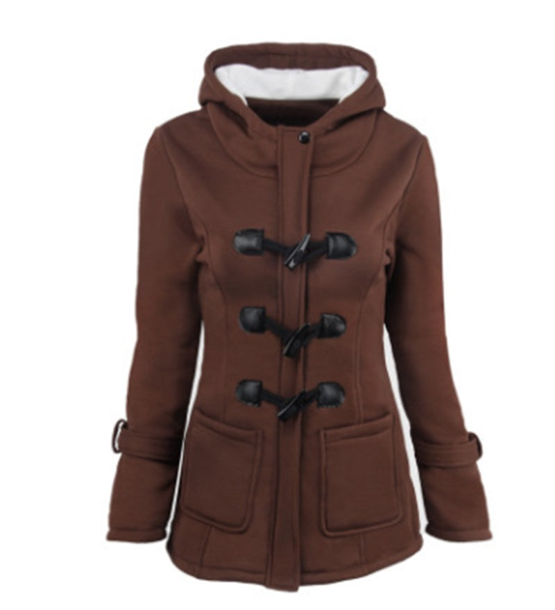 Women’s Hooded Toggle Coat – Warm Winter Jacket with Pockets
