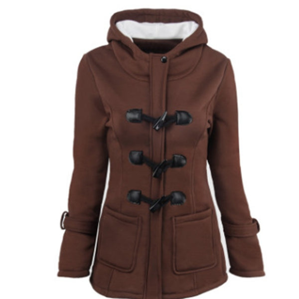 Women’s Hooded Toggle Coat – Warm Winter Jacket with Pockets