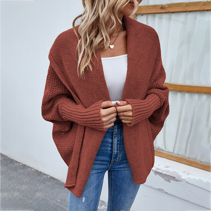 Women’s Open Front Chunky Knit Cardigan – Oversized Long Sleeve