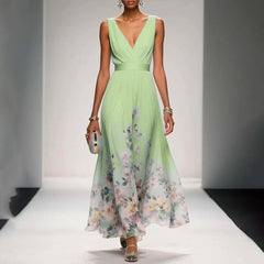Lara - Sexy Vest Chiffon Printed Dress