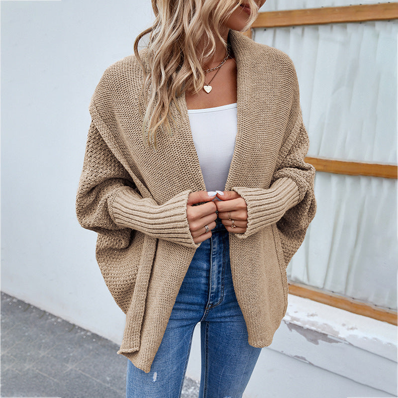 Women’s Open Front Chunky Knit Cardigan – Oversized Long Sleeve