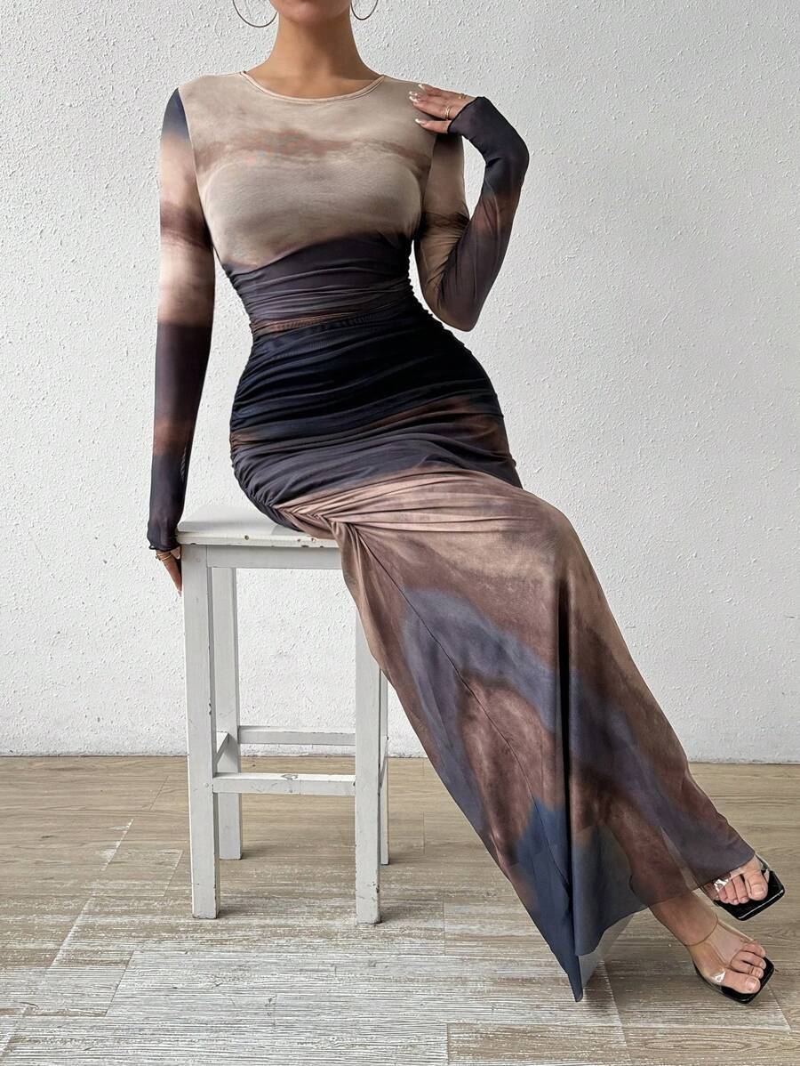 Women’s Bodycon Ombre Evening Gown Maxi Dress