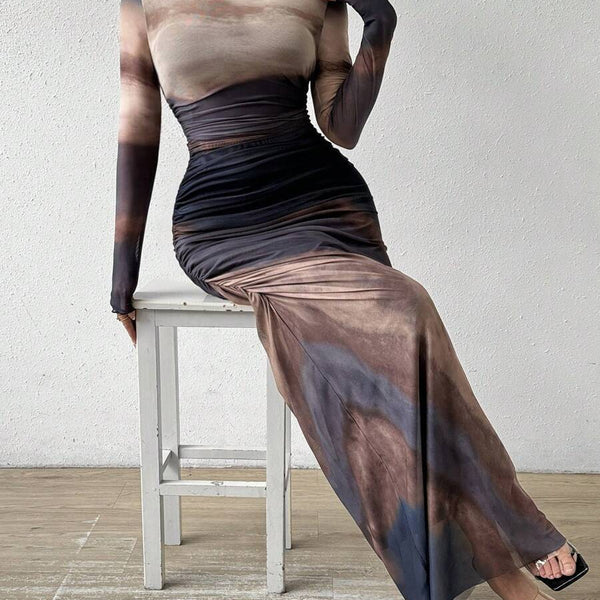 Women’s Bodycon Ombre Evening Gown Maxi Dress