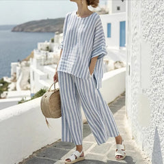Orla - Summer Striped Suits Loose Two Piece Set