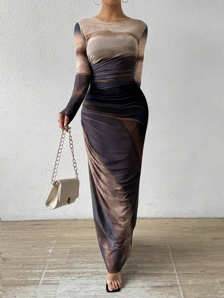 Women’s Bodycon Ombre Evening Gown Maxi Dress