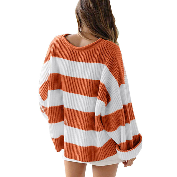 Women’s Oversized Striped Pullover Sweater | Casual Knit