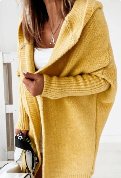 Women’s Long Hooded Cardigan | Open Front Knit Sweater