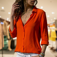 Agafya - Long Sleeve Lapel Button Shirt