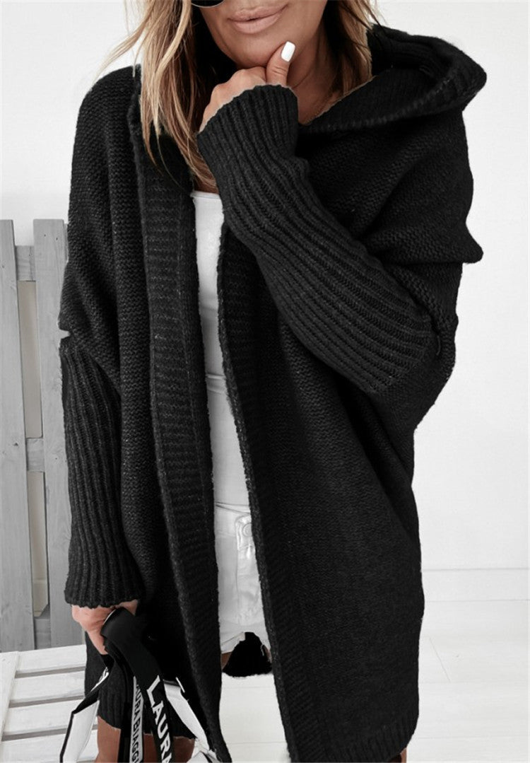 Women’s Long Hooded Cardigan | Open Front Knit Sweater