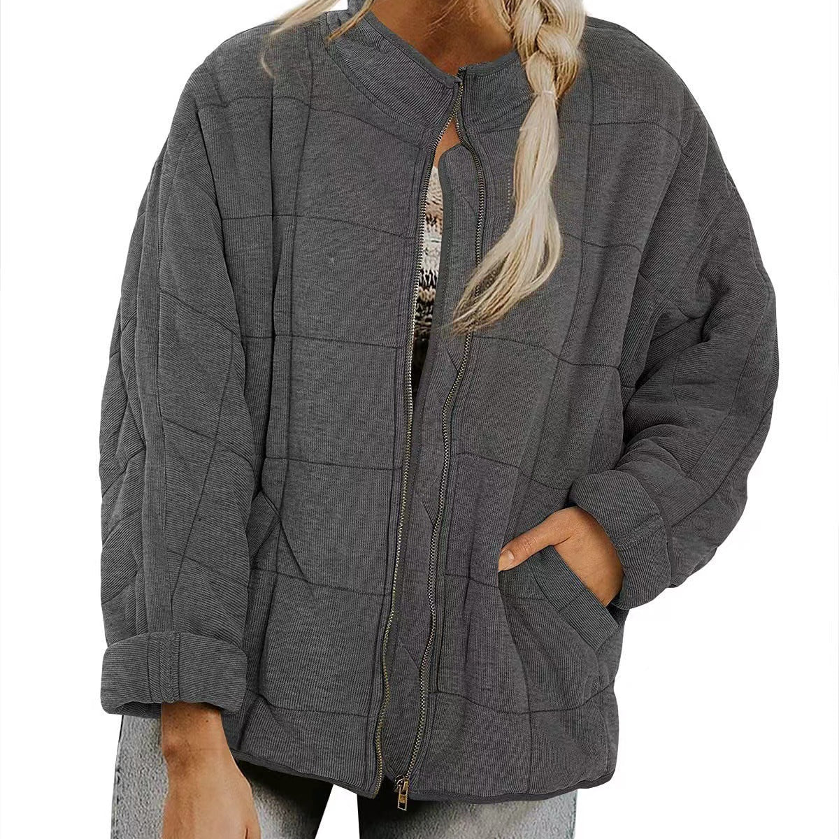 Women’s Quilted Casual Jacket | Relaxed Zip Front