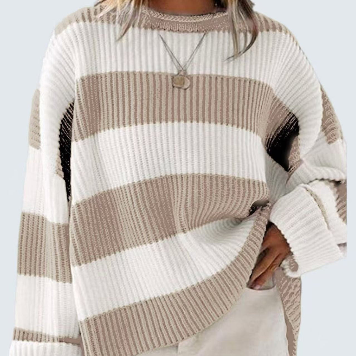 Women’s Oversized Striped Pullover Sweater | Casual Knit