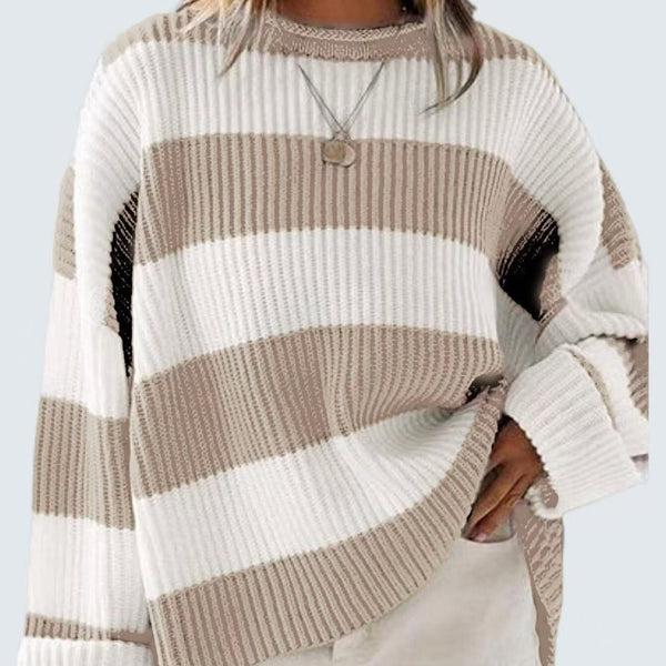 Women’s Oversized Striped Pullover Sweater | Casual Knit