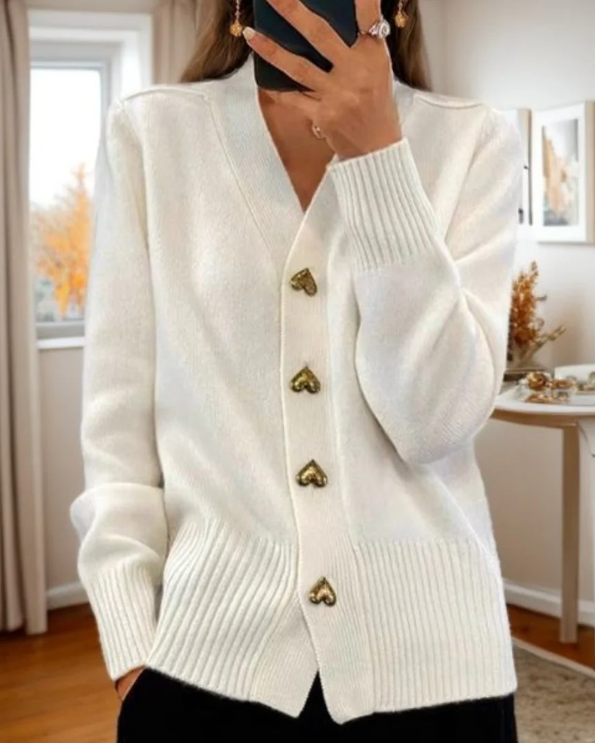 Women’s Button Front Cardigan | V-Neck Long Sleeve Knit