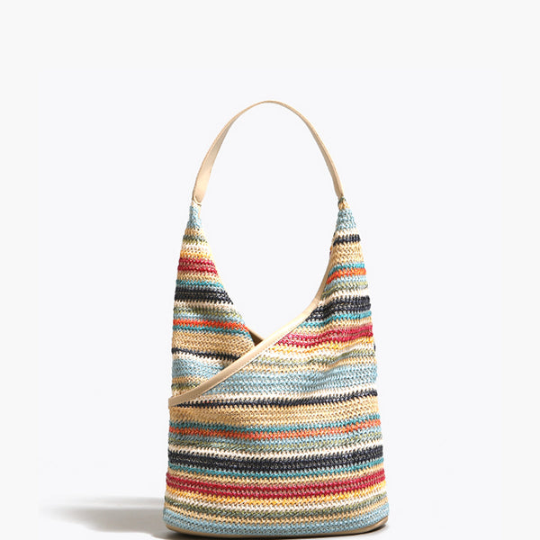 Ivy Rainbow Grass Woven Shoulder Bag