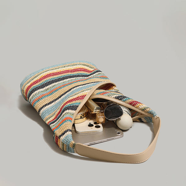 Ivy Rainbow Grass Woven Shoulder Bag