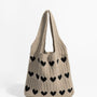 Ivy Heart Pattern Knit Shoulder Bag