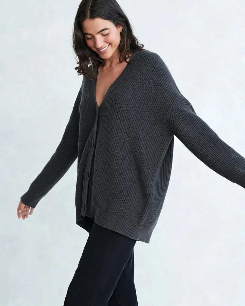 Women’s Oversized Cardigan | Button-Front Long Sleeve Knit