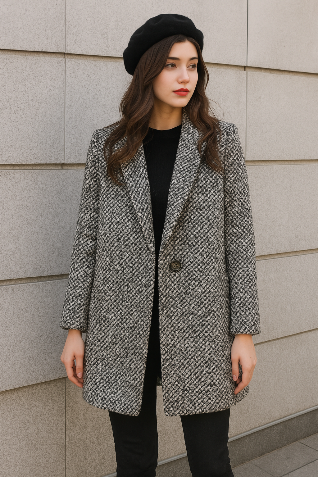 Atara - Woolen Slim Long Sleeve Coat