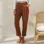Women’s Corduroy Loose Fit Straight Trousers | Dark Brown