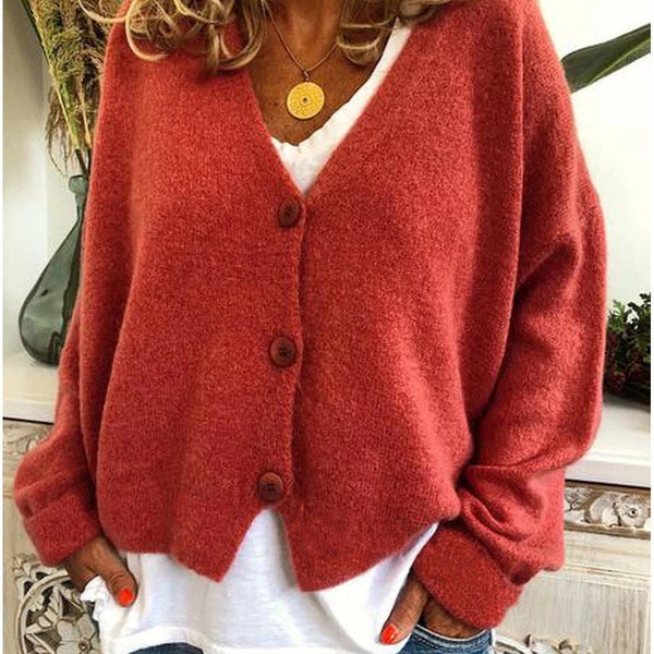 Women’s Loose-Fit V-Neck Cardigan | Button-Front Style