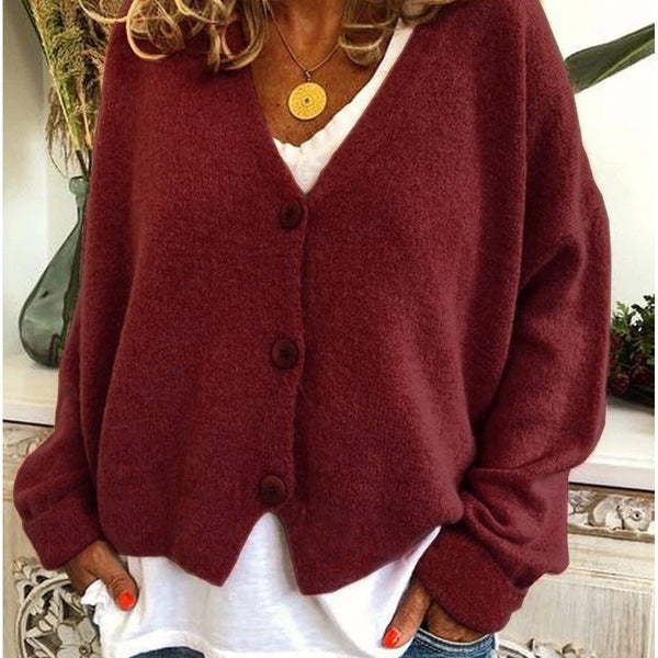 Women’s Loose-Fit V-Neck Cardigan | Button-Front Style